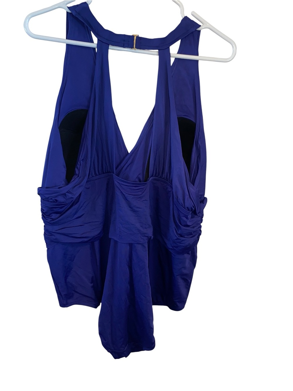 Badgley Mischka Plus size Dip BackMaillot One piece Swimsuit royal blue Vacation - Picture 7 of 12